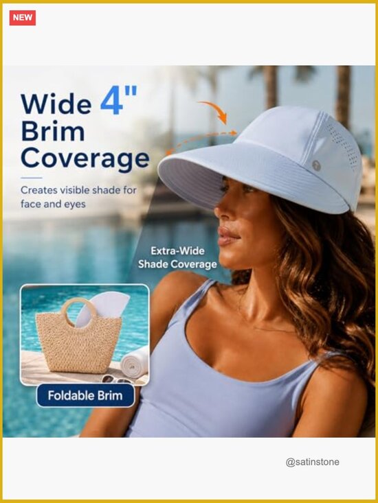 Cooling Wide Brim Sun Hat UPF 80+ Ponytail Adjustable Packable Golf Beach main image 7